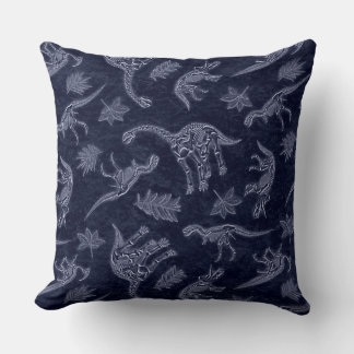 Age Of Dinosaurs Skeleton Pattern Throw Pillow