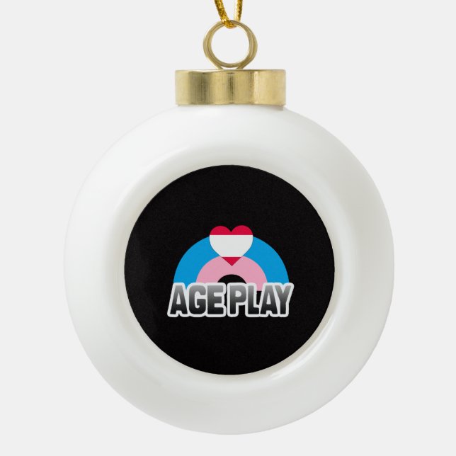 Age Play Pride Ceramic Ball Christmas Ornament (Front)