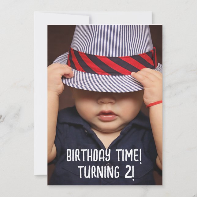 AGE TWO 2 CHILD'S PHOTO PARTY INVITATIONS (Front)