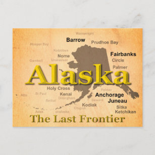 Aged Alaska Map Silhouette Postcard