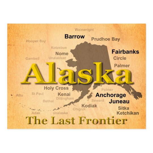 Aged Alaska Map Silhouette Postcard