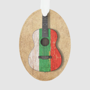 Aged and Worn Bulgarian Flag Acoustic Guitar Ornament