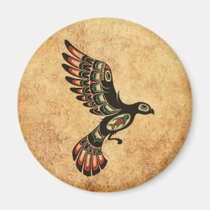Aged and Worn Flying Haida Spirit Bird Magnet