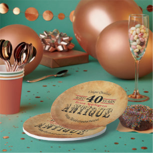 Aged, Antique and Vintage 40th Birthday Design Paper Plate
