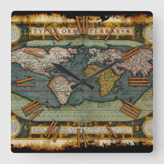 Aged Antique Old World Map History Designer Clock