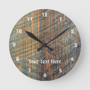 Aged Barn Wood Pattern Round Clock