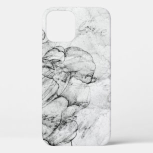 aged black and white postcard stylizationabstract, iPhone 12 case