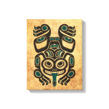 Aged Blue and Black Haida Spirit Tree Frog