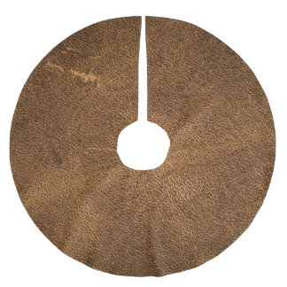 Aged Brown Leather: Classic Texture Brushed Polyester Tree Skirt
