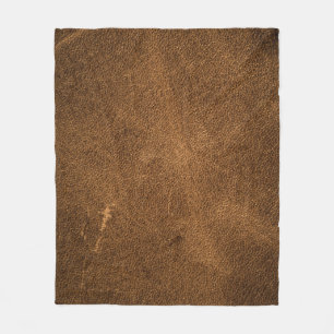 Aged Brown Leather: Classic Texture Fleece Blanket