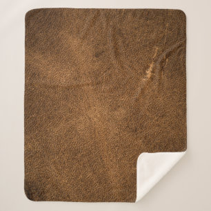 Aged Brown Leather: Classic Texture Sherpa Blanket