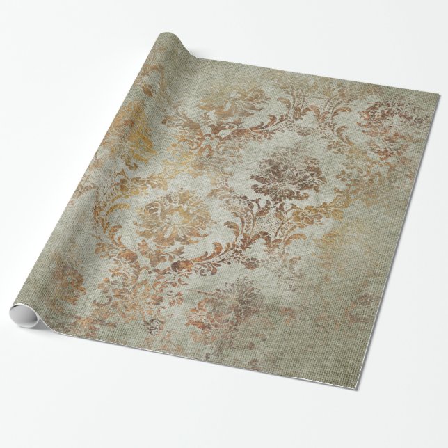 Aged Damask Texture Wrapping Paper (Unrolled)