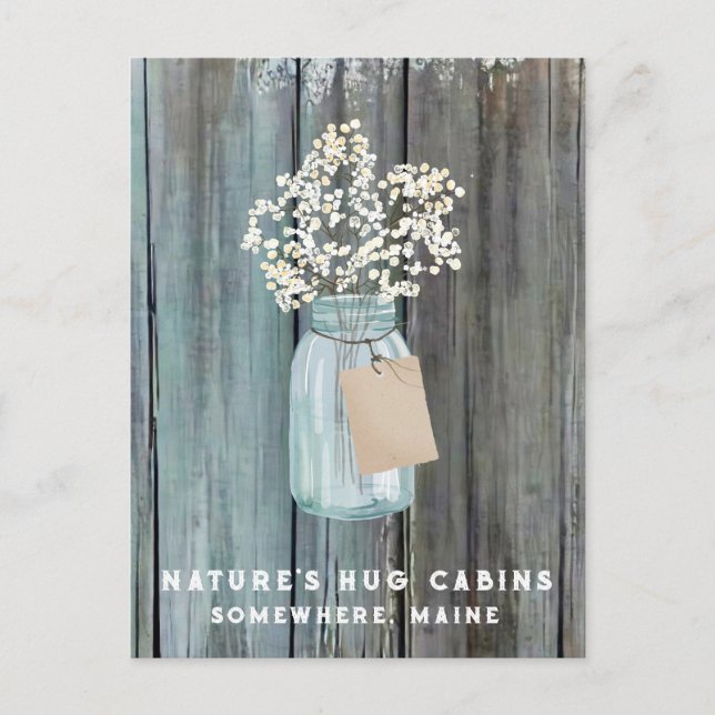 *~* Aged Distressed AP49 QR Mason Jar  Holiday Postcard (Front)