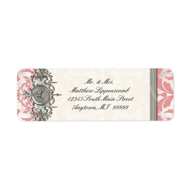 Aged Distressed Damask Silver Bling Look Wedding (Front)