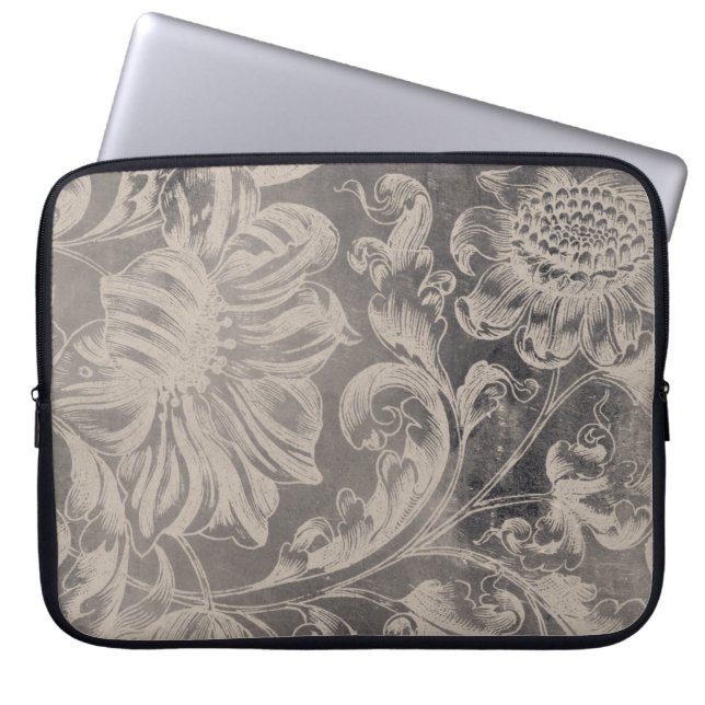 Aged Floral Laptop Sleeve (Front)