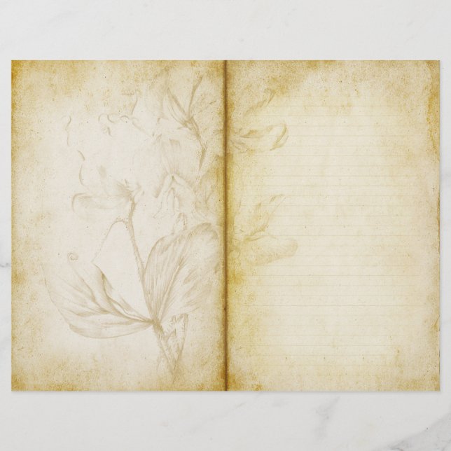 Aged Floral Vintage Style  Journal Scrapbook Paper (Front)