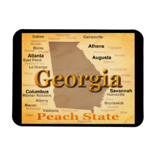Aged Georgia State Pride Map Silhouette Magnet