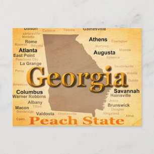 Aged Georgia State Pride Map Silhouette Postcard