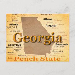 Aged Georgia State Pride Map Silhouette Postcard