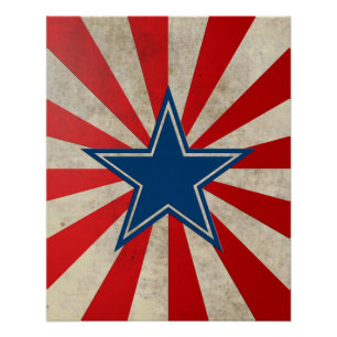 Aged Glory - Red, White and Blue Stars and Stripes Poster