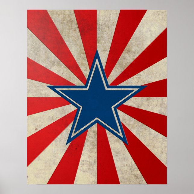 Aged Glory - Red, White and Blue Stars and Stripes Poster (Front)