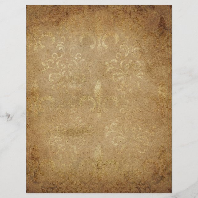 Aged Gold Patterned Scrapbook Paper (Front)