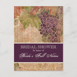 Aged Grape Vineyard Bridal Shower Post Card