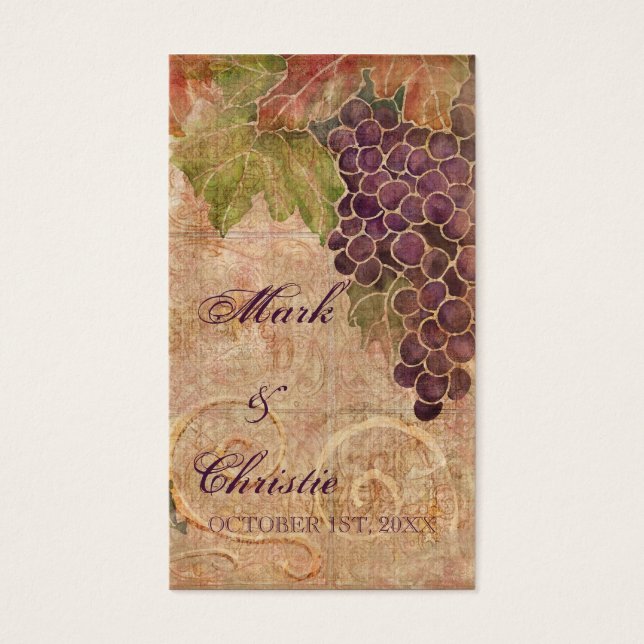 Aged Grape Vineyard Wedding Favour Gift Cards (Front)