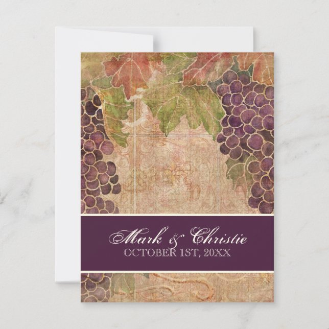 Aged Grape Vineyard Wedding Invitation (Front)