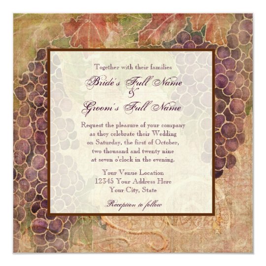 Aged Grape Vineyard Wedding Invitation