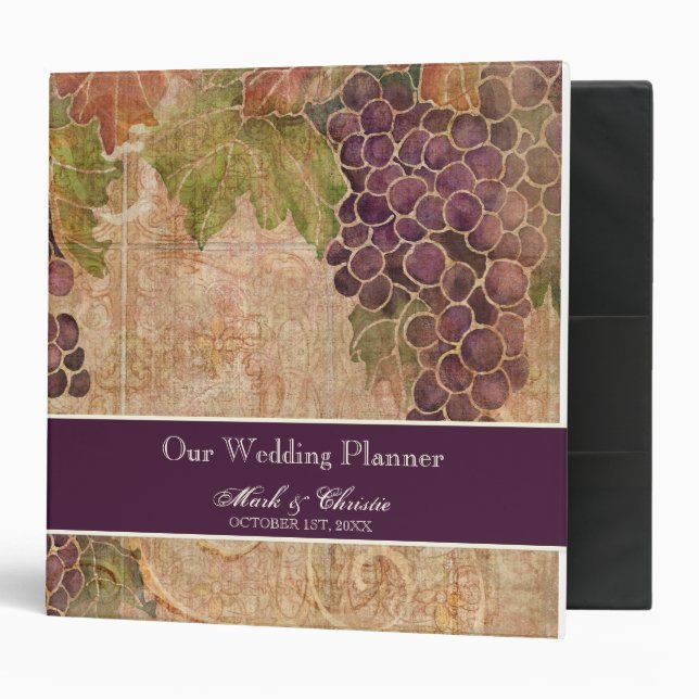 Aged Grape Vineyard Wedding Planner Binder (Front/Inside)