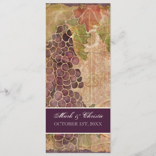 Aged Grape Vineyard Wedding Program (Front)
