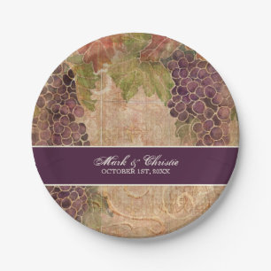 Aged Grape Vineyard Wedding Reception Decor Paper Plate