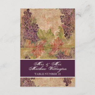 Aged Grape Vineyard Wedding Table Number Seating