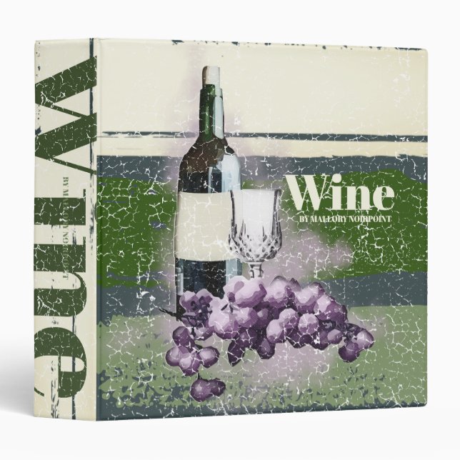 Aged grapes homemade wine tasting journal binder (Front/Spine)