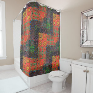 Aged green and coral to brown kaleidoscope mosaic 