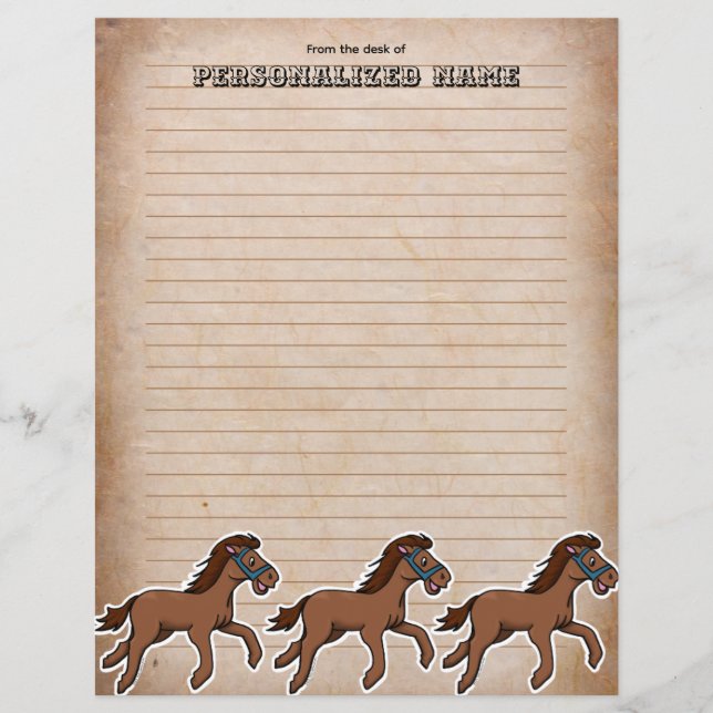 Aged Harry Horse Lined Paper Sheet (Front)