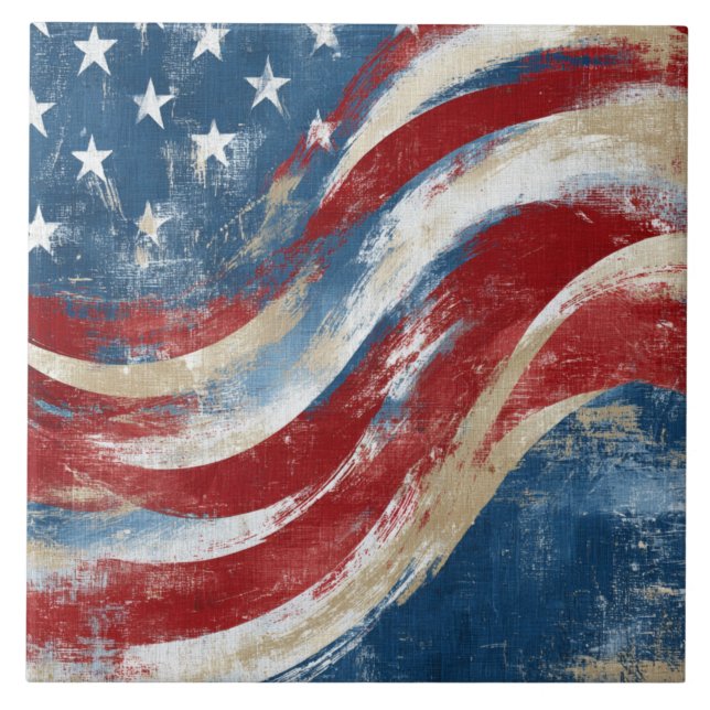 Aged Independence Day Flag Banner Tile (Front)