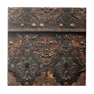 Aged Leather Trunk Ceramic Tile
