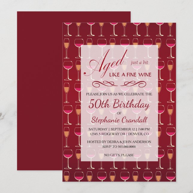 Aged Like Fine Wine Birthday Party Invitation (Front/Back)