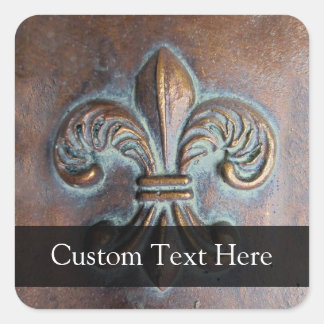 Aged-Look Fleur de Lis Square Sticker