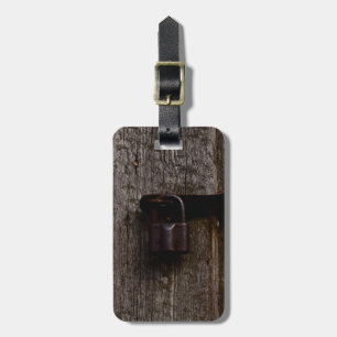 Aged Metal Lock On Wood Custom Luggage Tag