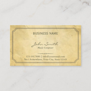 Aged Old Paper Texture Music Composer Business Card