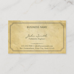 Aged Old Paper Texture Validation Engineer Business Card