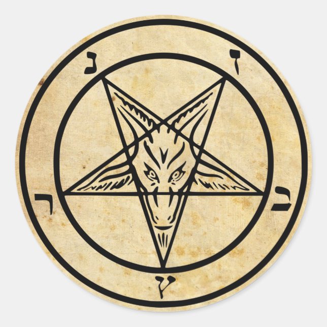 Aged Paper Baphomet Stickers (Front)
