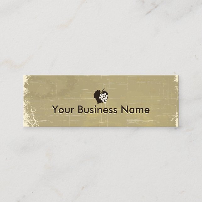 Aged Paper Grapes Winery Mini Business Card (Front)