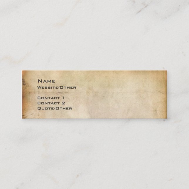 Aged Paper Mini Business Card (Front)