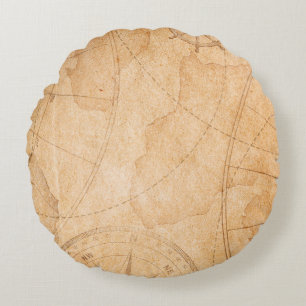 aged pirates treasure map backgroundmap,treasure,v round pillow
