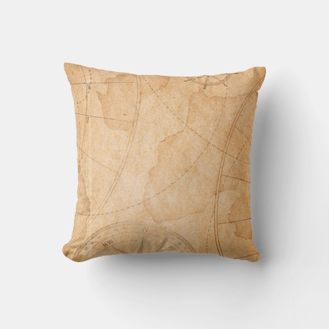 aged pirates treasure map backgroundmap,treasure,v throw pillow (Front)