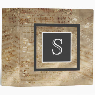 Aged Sheet Music Paper Monogram Binder
